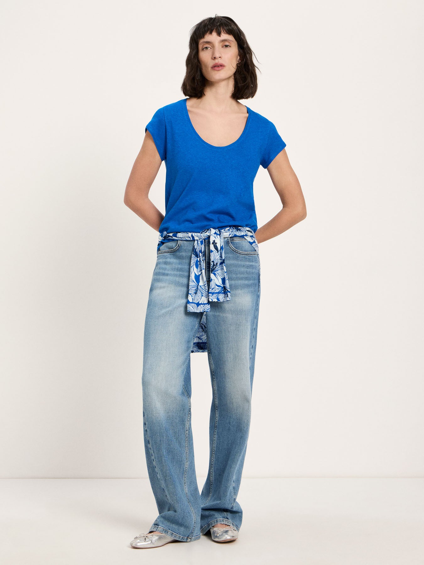 Scoop Neck Tee - Lapis Blue