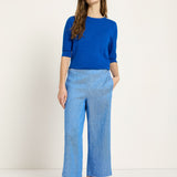 Linen & Organic Cotton Wide-Leg Culottes - Sky Blue