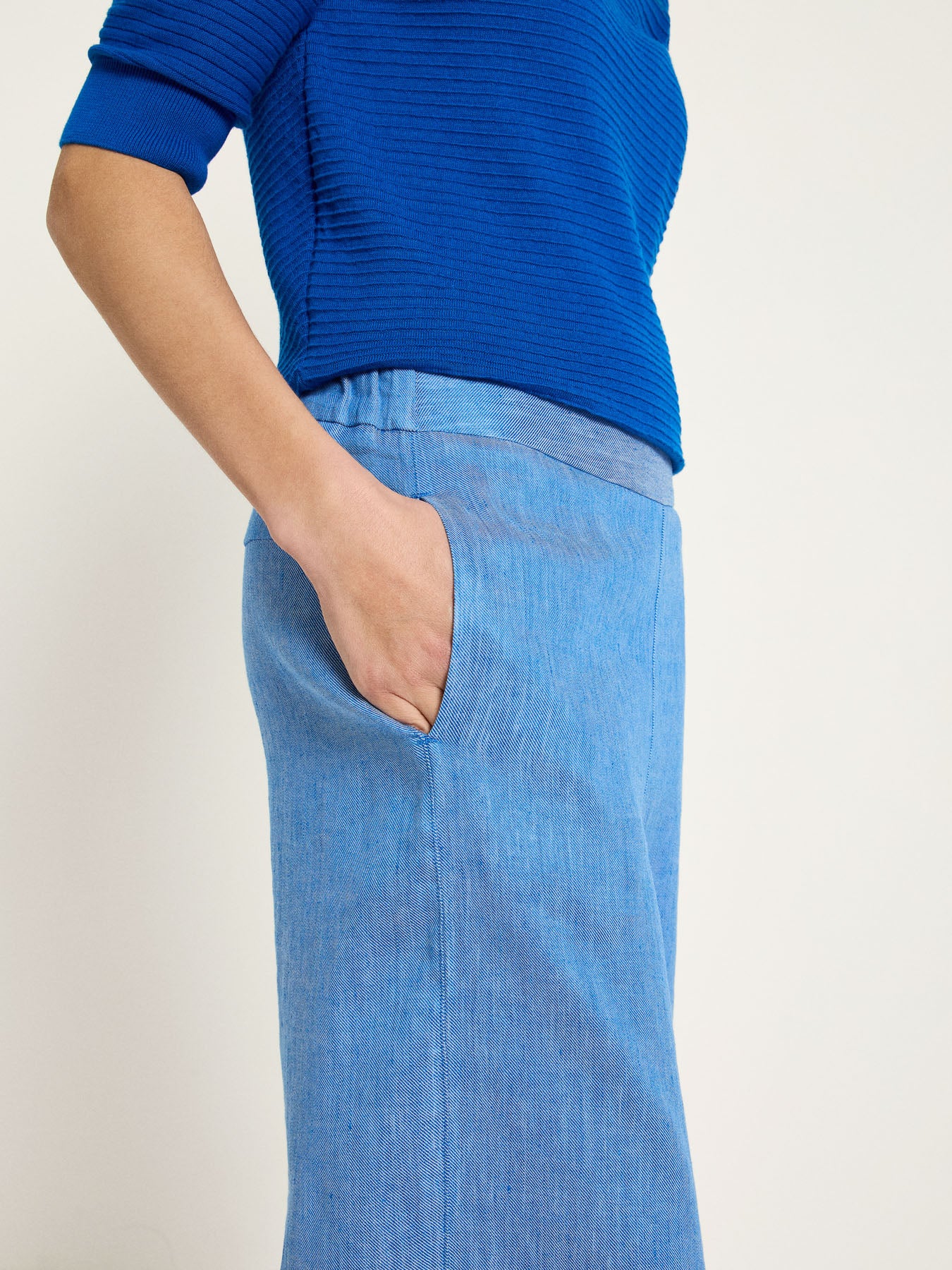 Linen & Organic Cotton Wide-Leg Culottes - Sky Blue