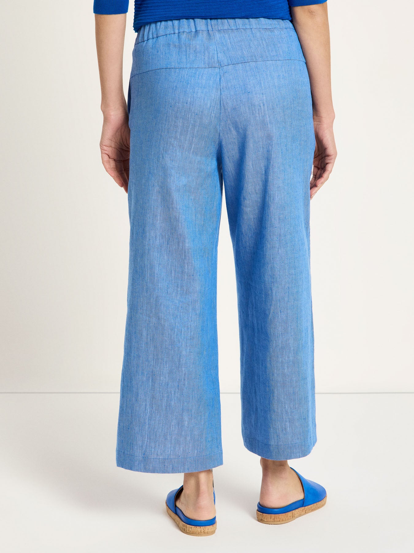 Linen & Organic Cotton Wide-Leg Culottes - Sky Blue