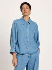 TENCEL Soft Denim Blouse - Medium Wash