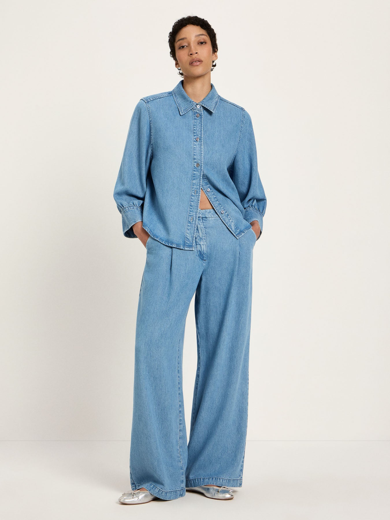 TENCEL Soft Denim Blouse - Medium Wash