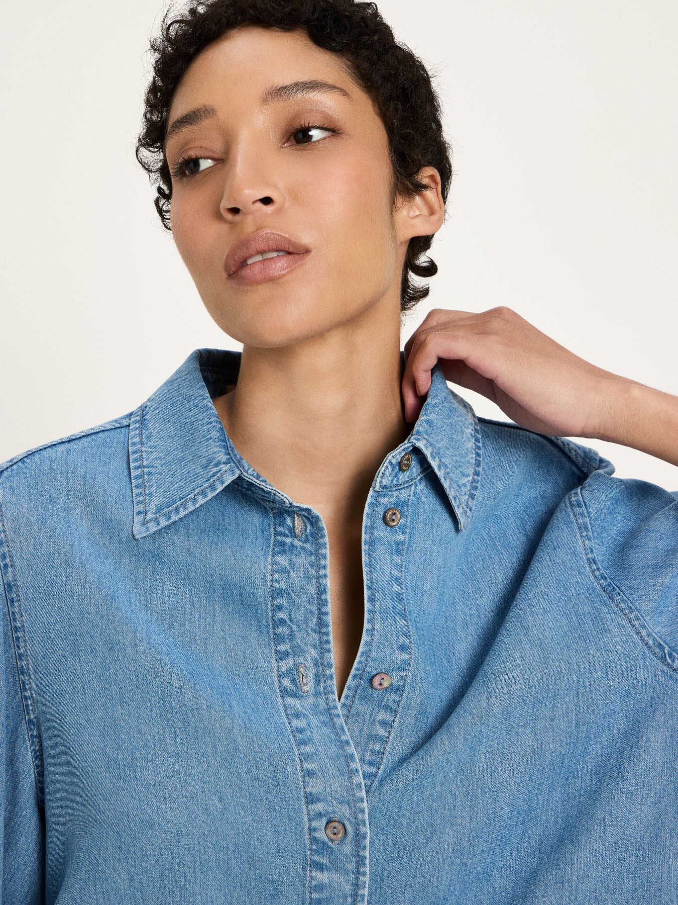 TENCEL Soft Denim Blouse - Medium Wash