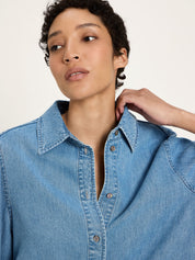 TENCEL Soft Denim Blouse - Medium Wash