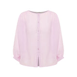 Gathered Ramie Blouse — Powder Pink