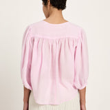 Gathered Ramie Blouse — Powder Pink