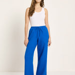LANIUS Drawstring Trousers (GOTS) in lapis blue – organic linen, 99things.ch