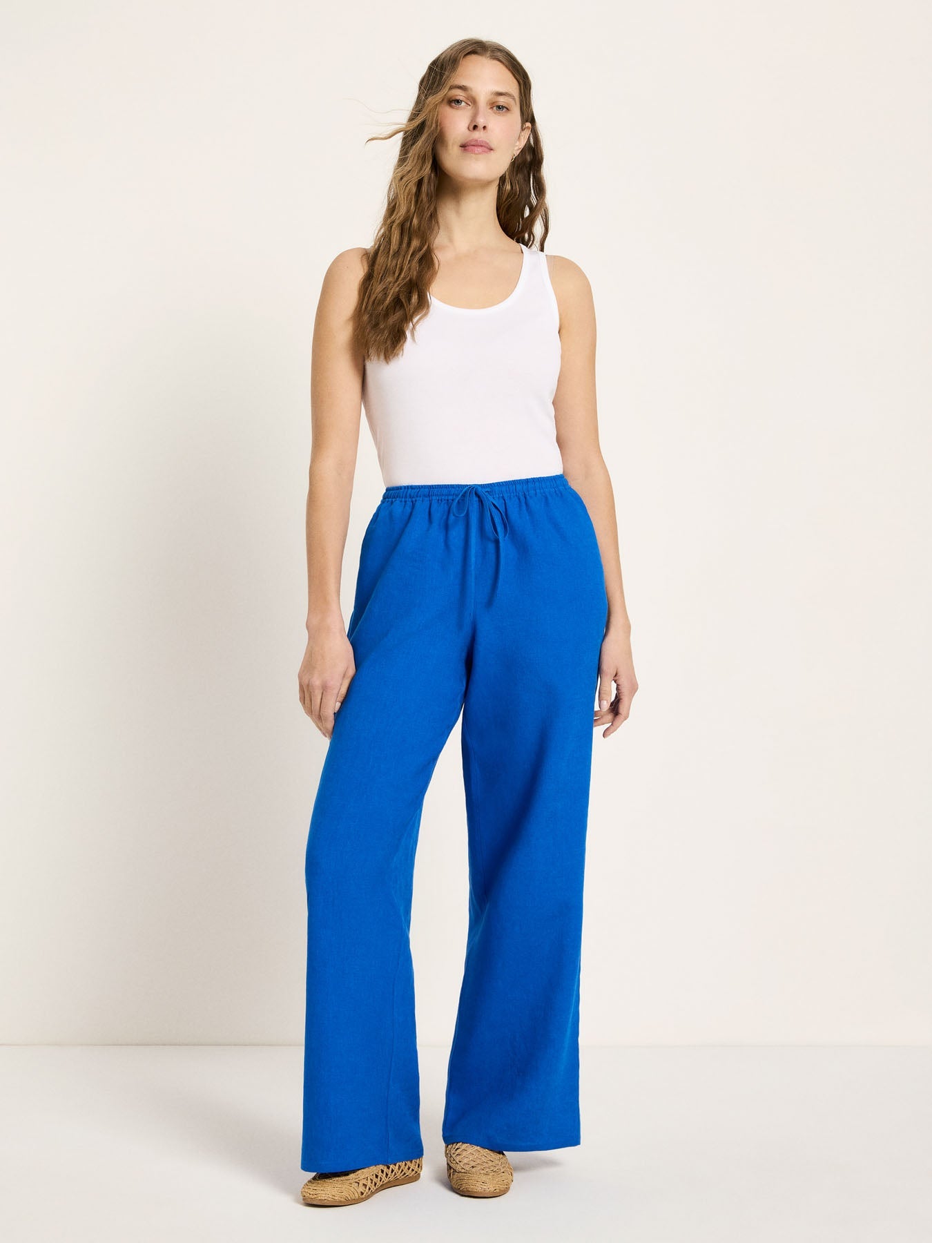 LANIUS Drawstring Trousers (GOTS) in lapis blue – organic linen, 99things.ch