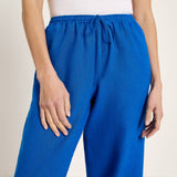 LANIUS Drawstring Trousers (GOTS) in lapis blue – organic linen, 99things.ch