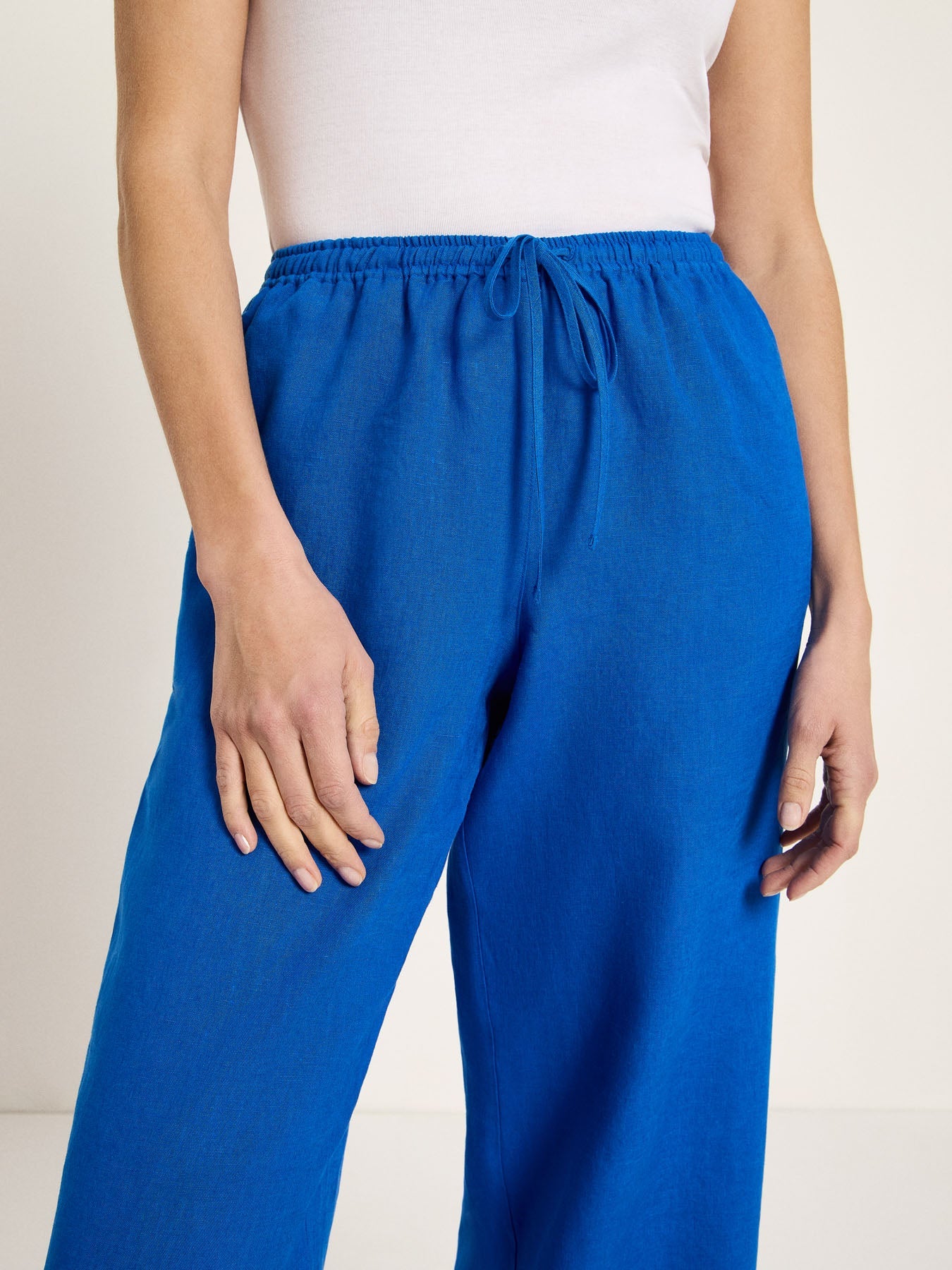 LANIUS Drawstring Trousers (GOTS) in lapis blue – organic linen, 99things.ch