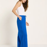 LANIUS Drawstring Trousers (GOTS) in lapis blue – organic linen, 99things.ch