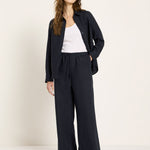 LANIUS Drawstring Trousers (GOTS) in midnight – organic linen, 99things.ch