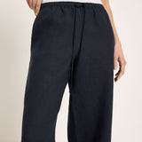 LANIUS Drawstring Trousers (GOTS) in midnight – organic linen, 99things.ch