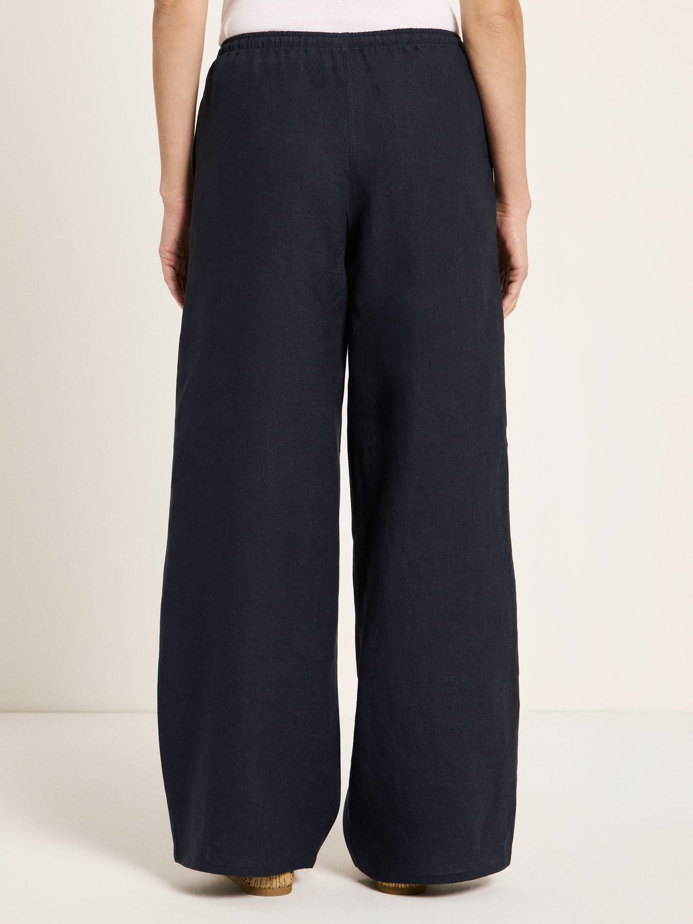 LANIUS Drawstring Trousers (GOTS) in midnight – organic linen, 99things.ch