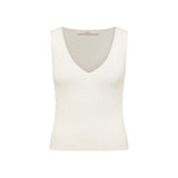V-Neck Rib Knit Top - Off-White