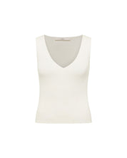 V-Neck Rib Knit Top - Off-White