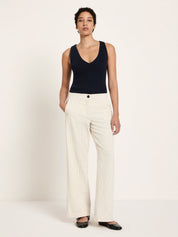 Pinstripe Marlene Trousers - Ecru & Black