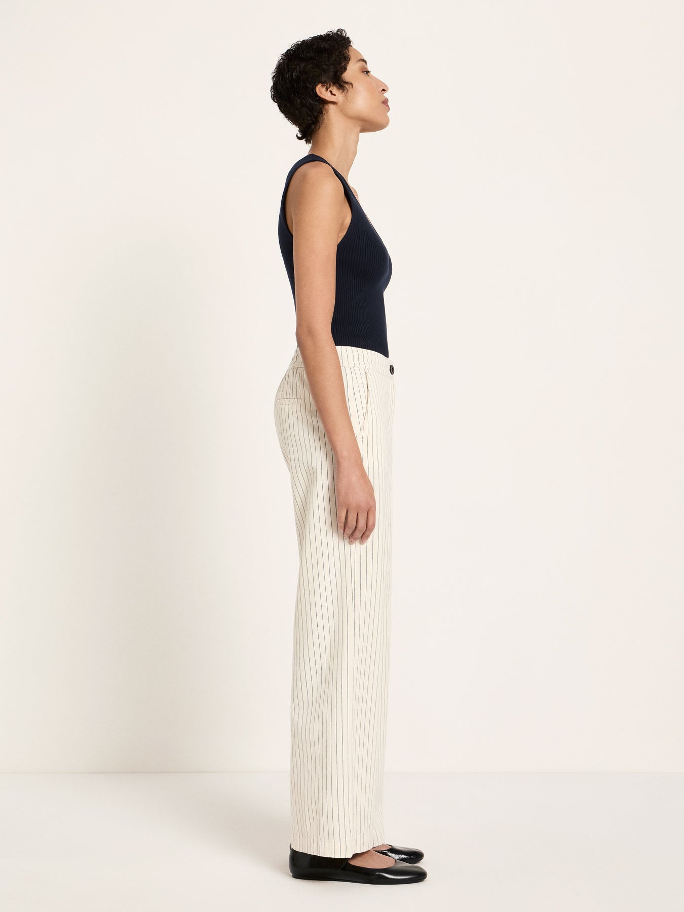 Pinstripe Marlene Trousers - Ecru & Black