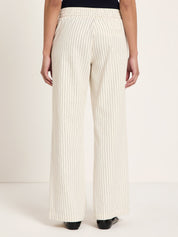 Pinstripe Marlene Trousers - Ecru & Black