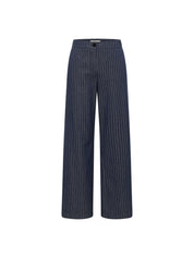 Marlene Pinstripe Trousers | Navy & White