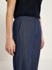 Marlene Pinstripe Trousers | Navy & White