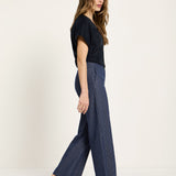 Marlene Pinstripe Trousers | Navy & White