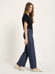 Marlene Pinstripe Trousers | Navy & White