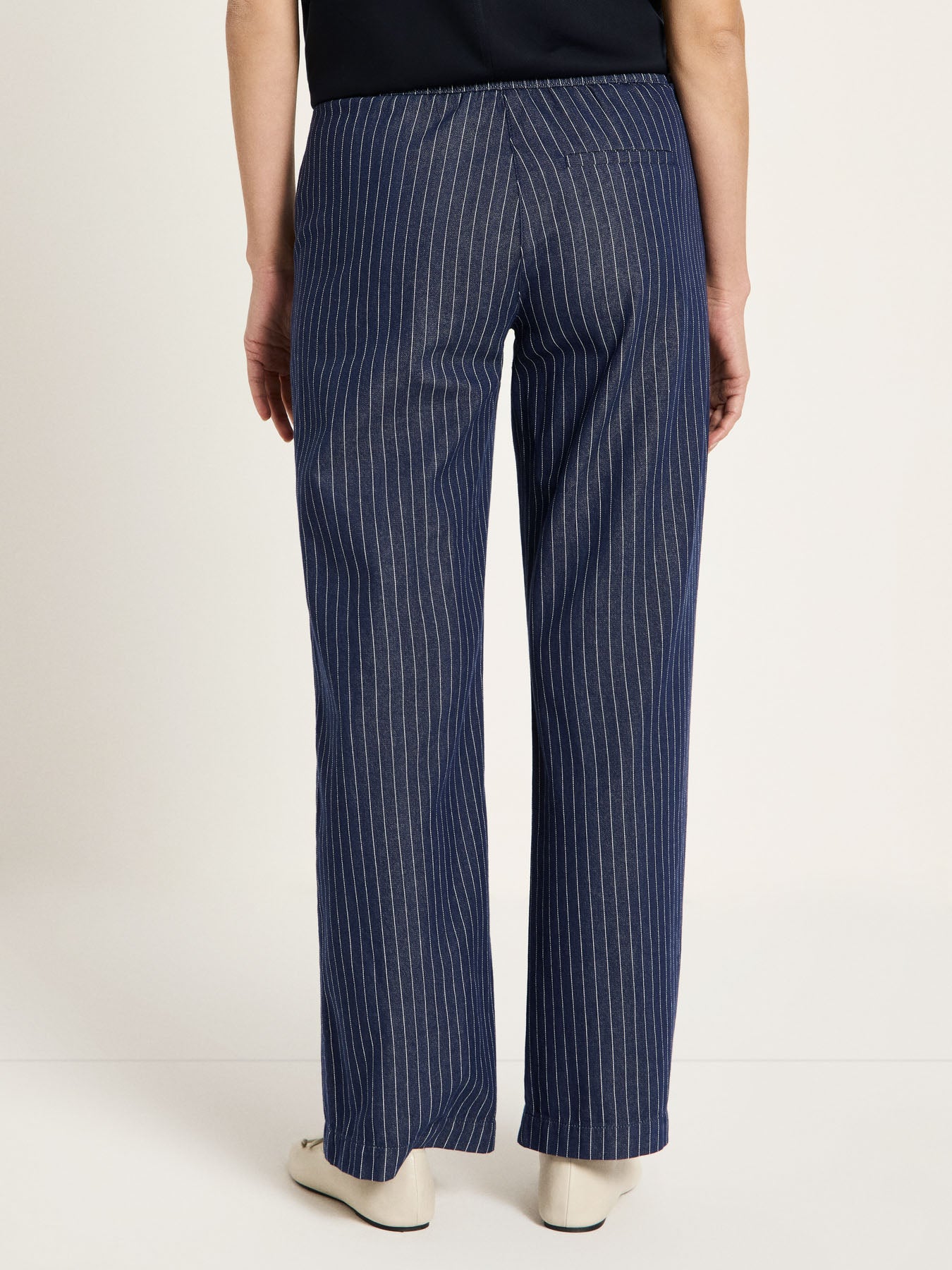 Marlene Pinstripe Trousers | Navy & White