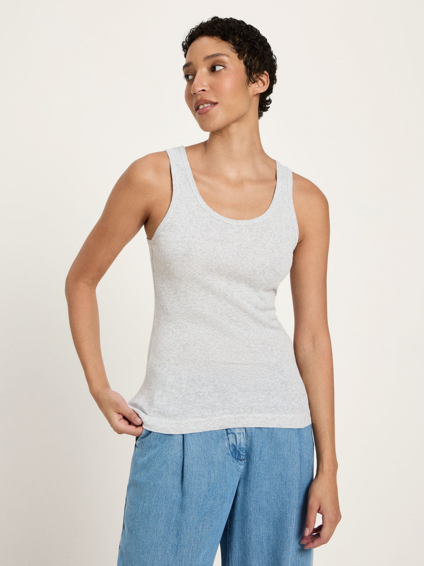 LANIUS Top (GOTS) in grey melange – organic cotton, 99things.ch