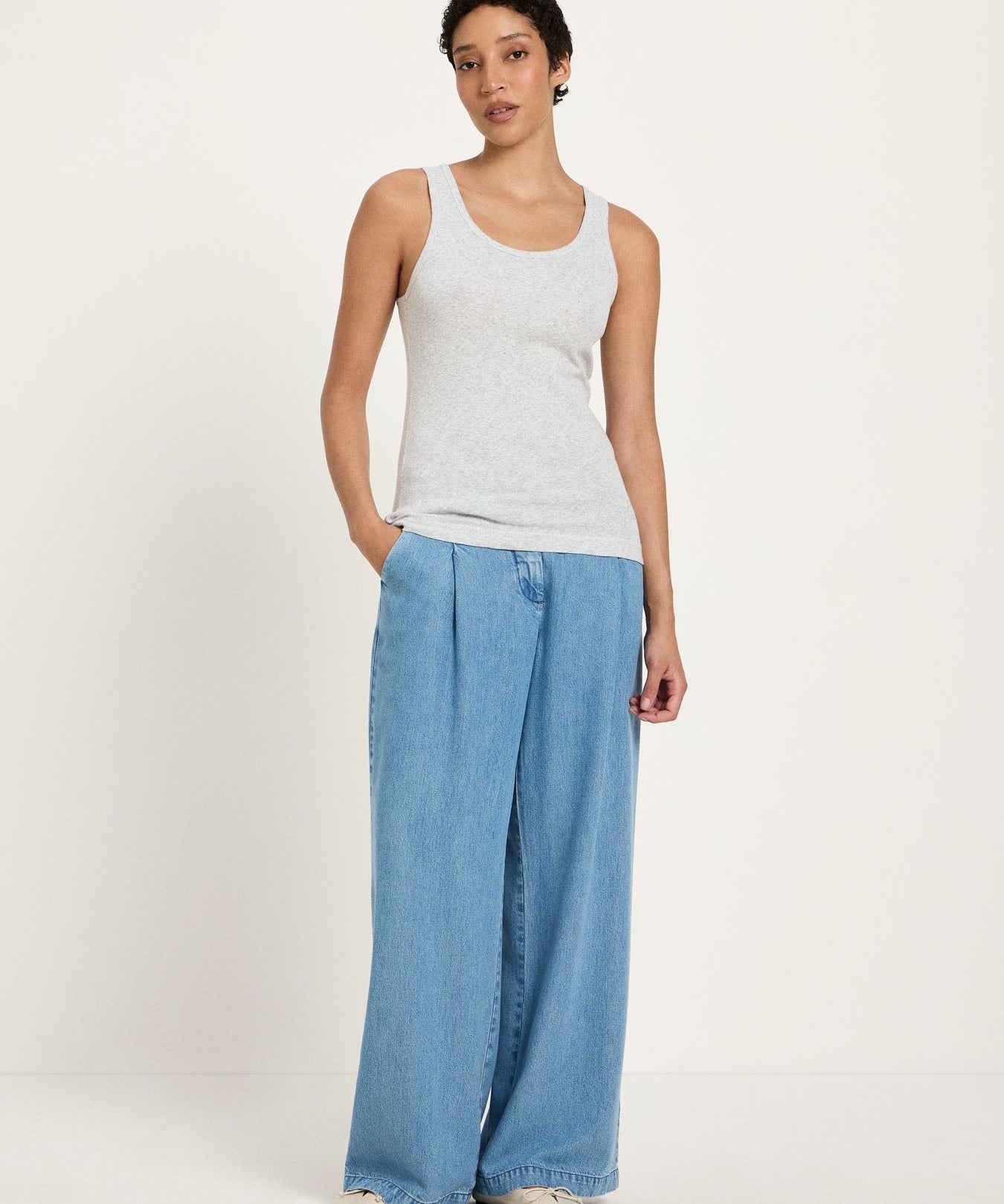 LANIUS Top (GOTS) in grey melange – organic cotton, 99things.ch