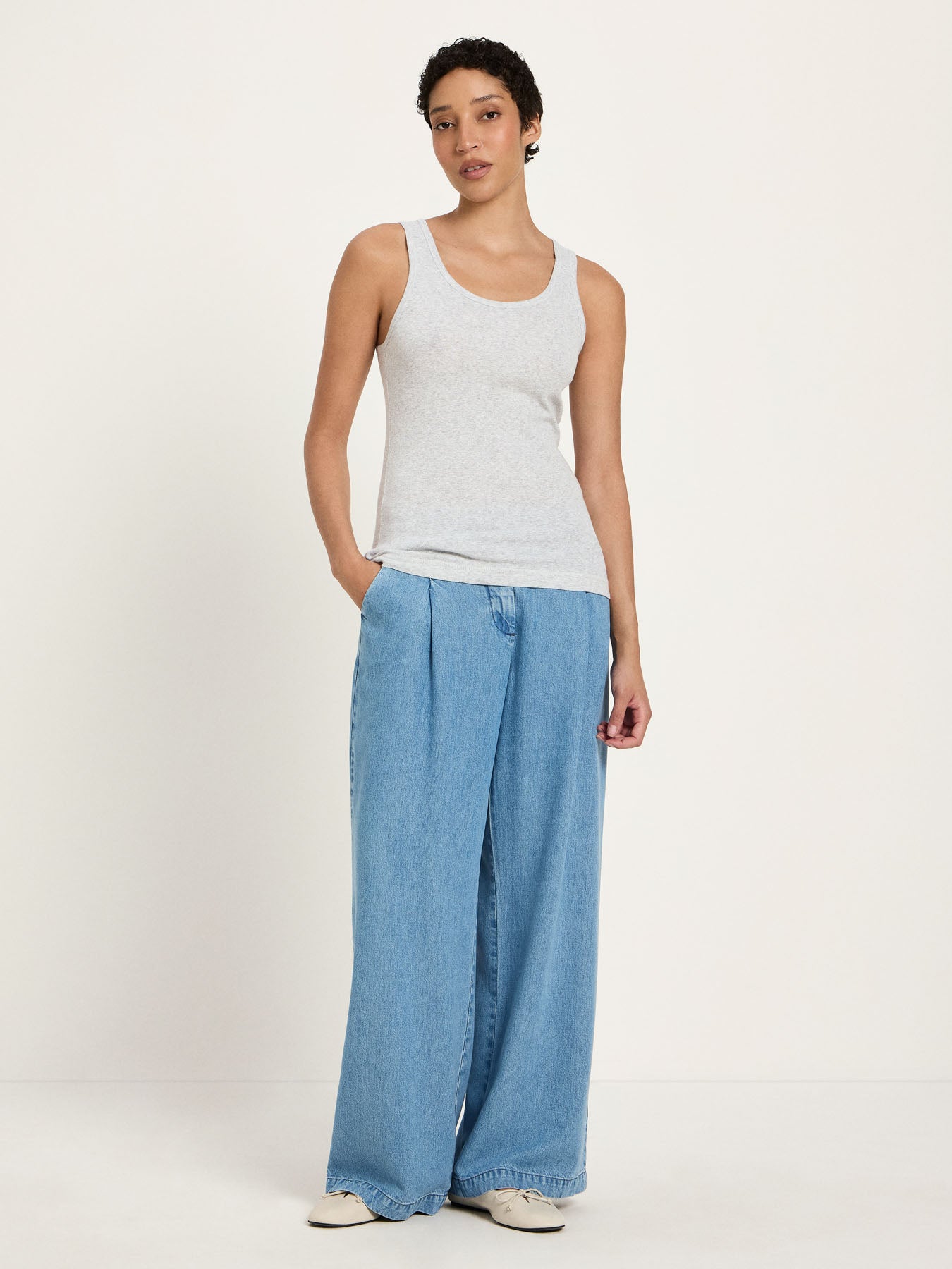 LANIUS Top (GOTS) in grey melange – organic cotton, 99things.ch