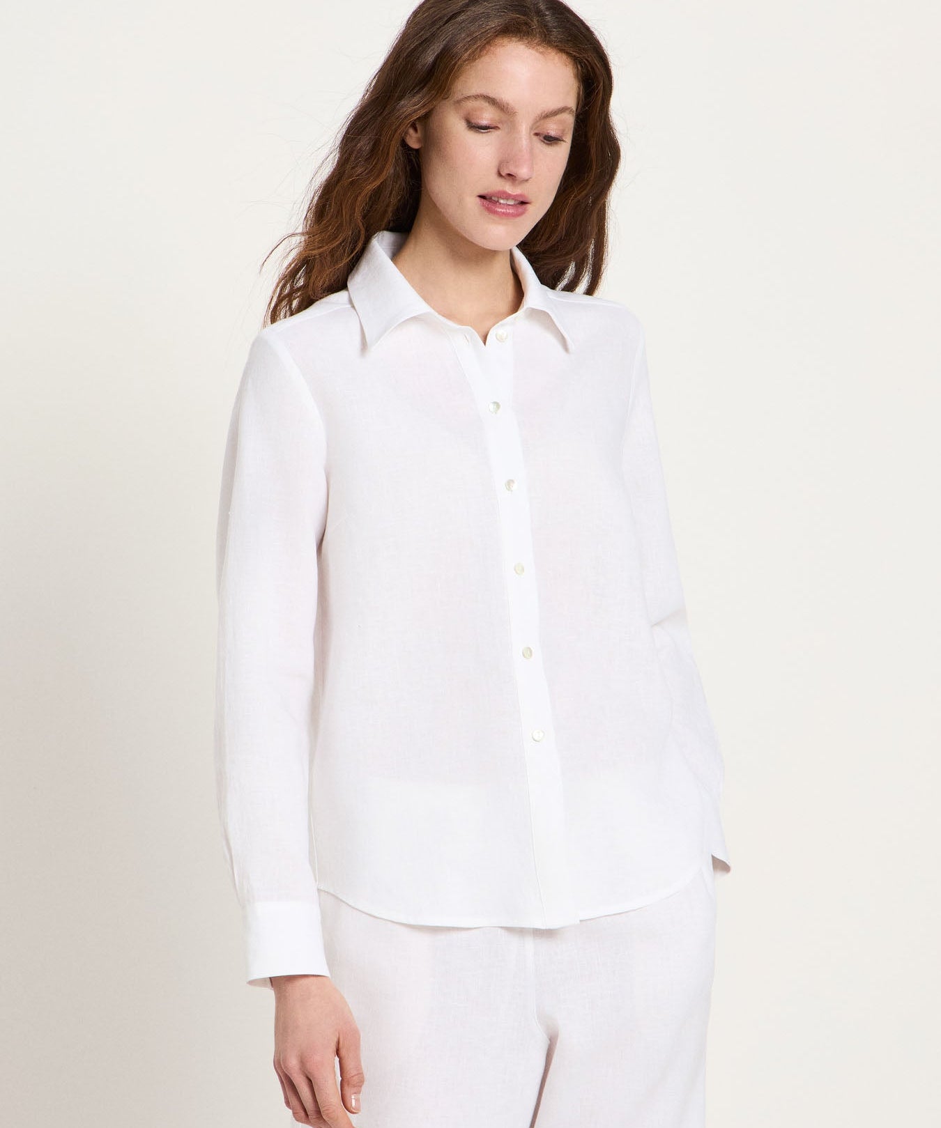 LANIUS Shirt Blouse (GOTS) in white – organic linen, 99things.ch