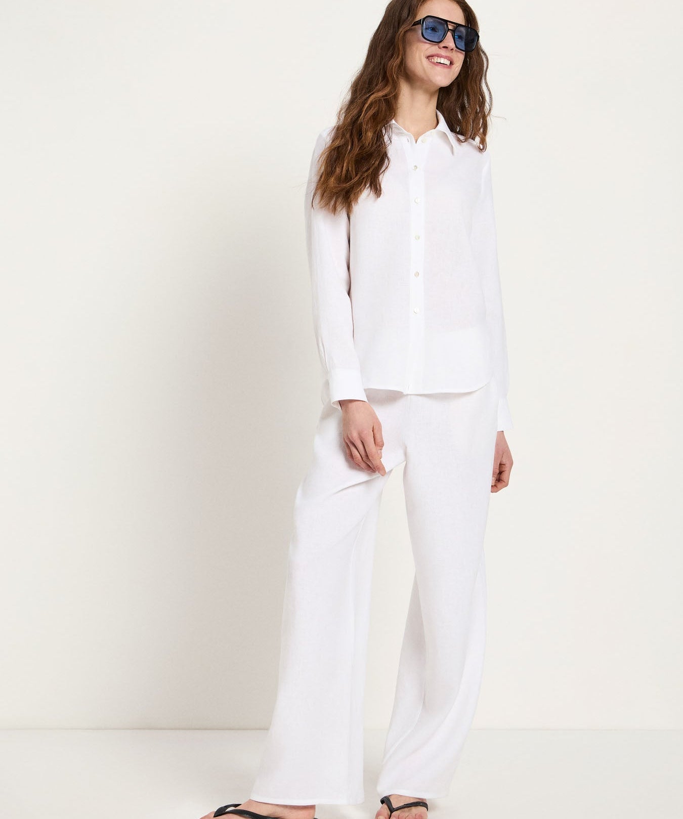 LANIUS Shirt Blouse (GOTS) in white – organic linen, 99things.ch