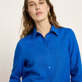 LANIUS Shirt Blouse (GOTS) in lapis – organic linen, 99things.ch