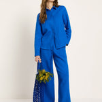 LANIUS Shirt Blouse (GOTS) in lapis – organic linen, 99things.ch