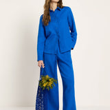 LANIUS Shirt Blouse (GOTS) in lapis – organic linen, 99things.ch