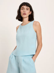 Organic Linen Sleeveless Top ✦ Sky Blue