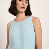 Organic Linen Sleeveless Top — Sky Blue