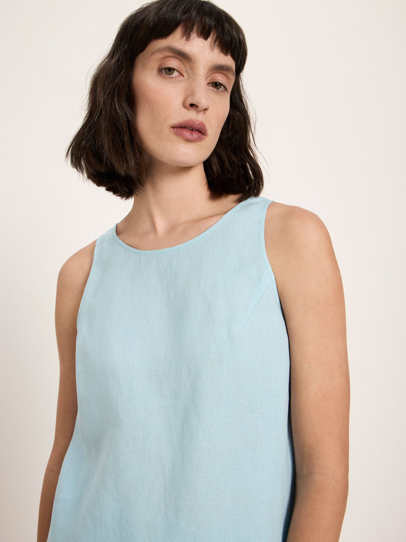 Organic Linen Sleeveless Top ✦ Sky Blue