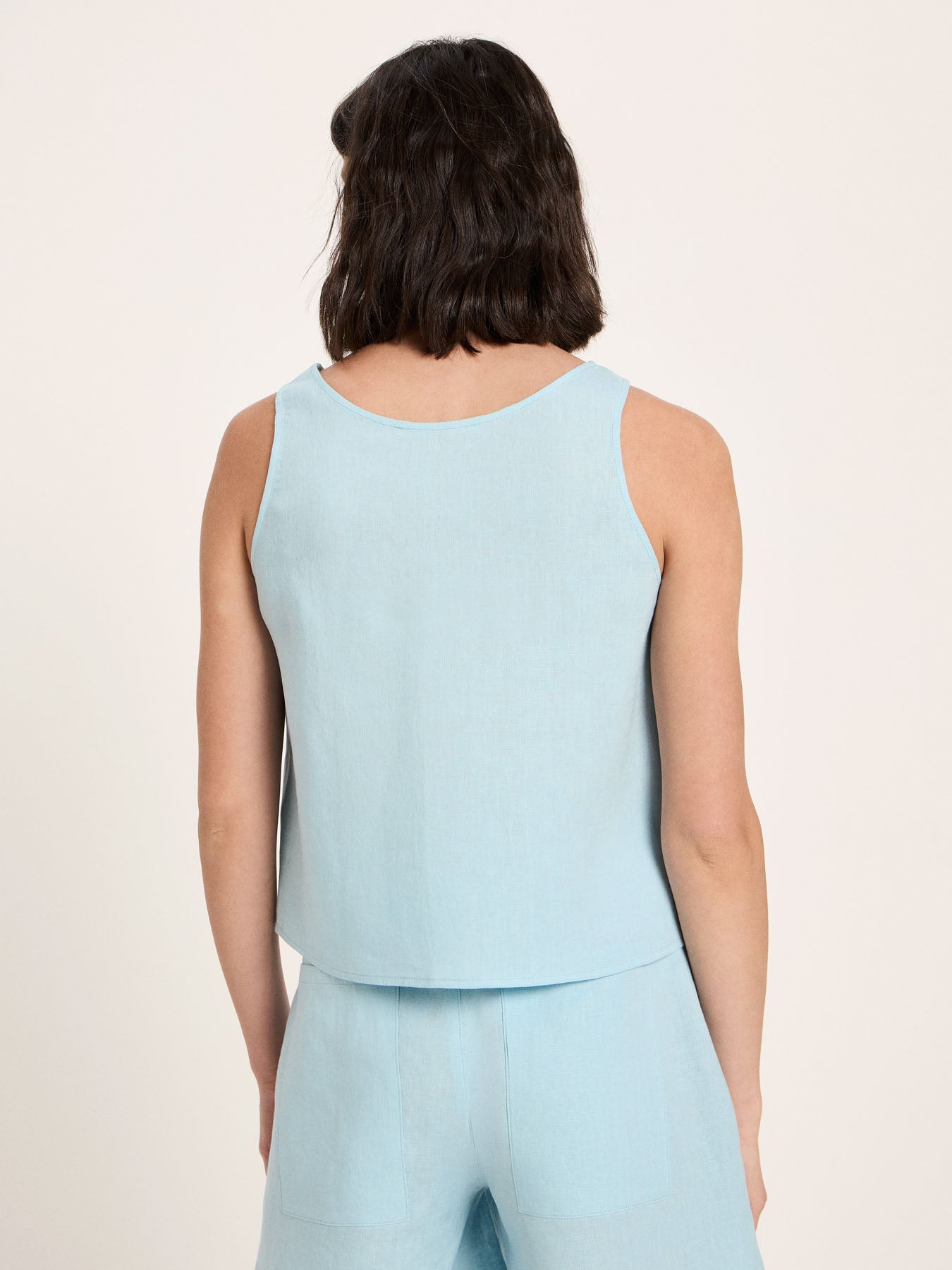 Organic Linen Sleeveless Top ✦ Sky Blue