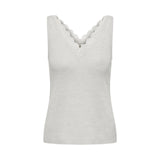 TOP MIT SPITZE (GOTS)|Grau meliert