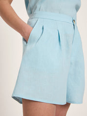 Organic Linen Shorts ✦ Sky Blue