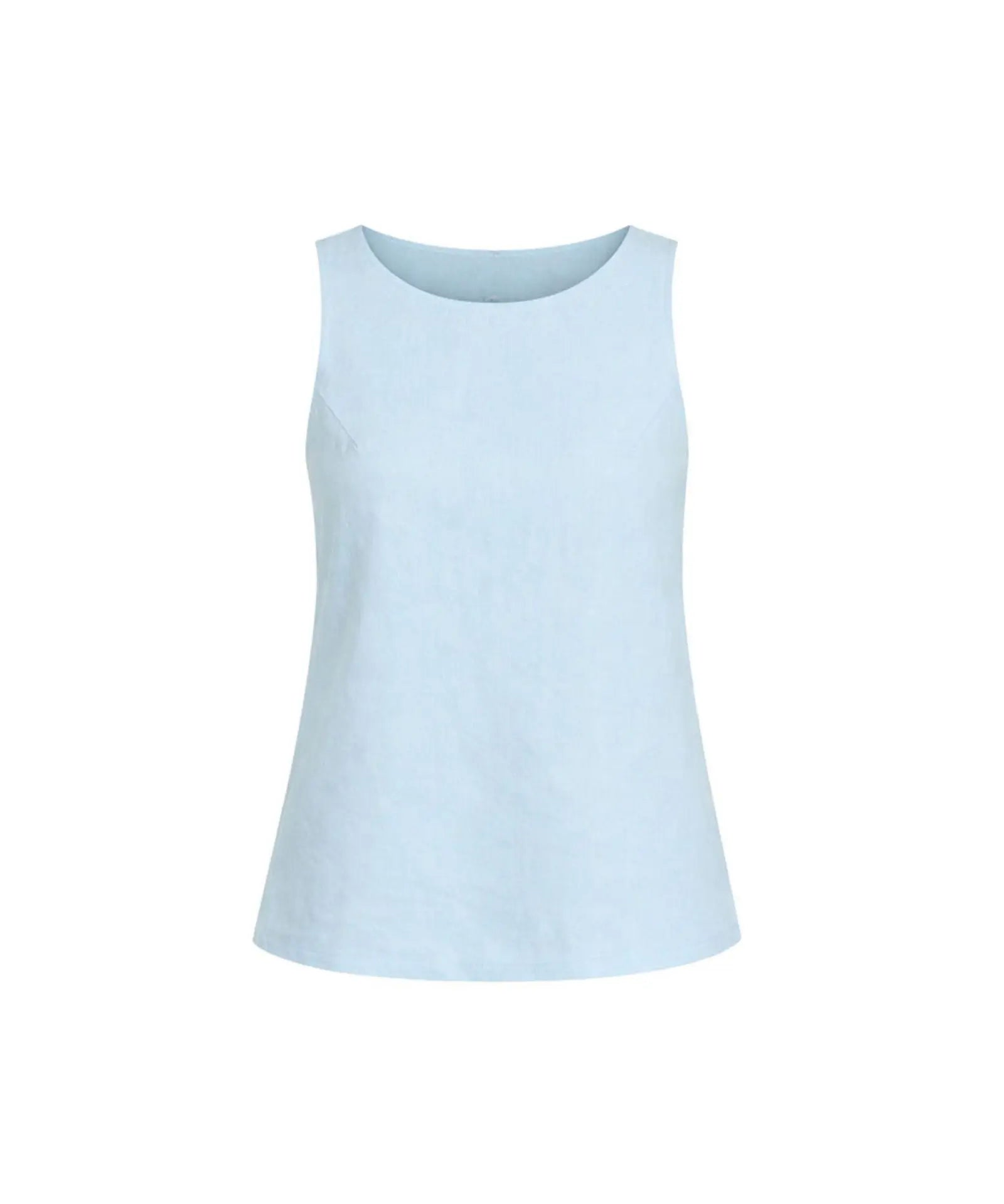 Light blue sleeveless linen top 