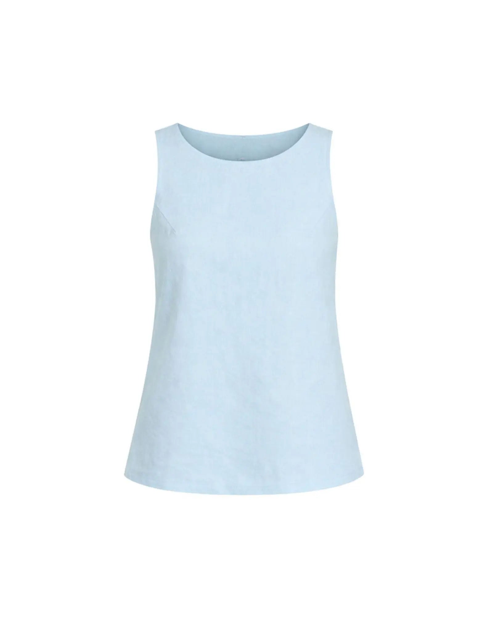 Light blue sleeveless linen top 