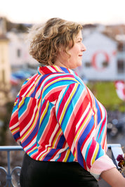 Women's shirt by KS Vestiaire Intemporel in sizes 34-50, with vibrant multicolor stripes