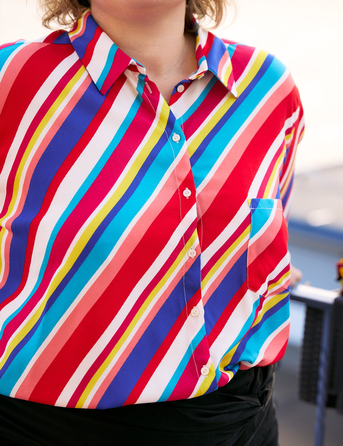 Bright pattern of comfortable and eco-friendly women's shirt.