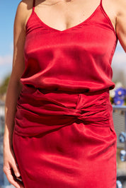 Burgundy red mini Katya cupro skirt