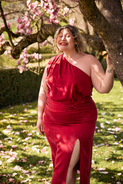 Jupe longue rouge Katya Cupro