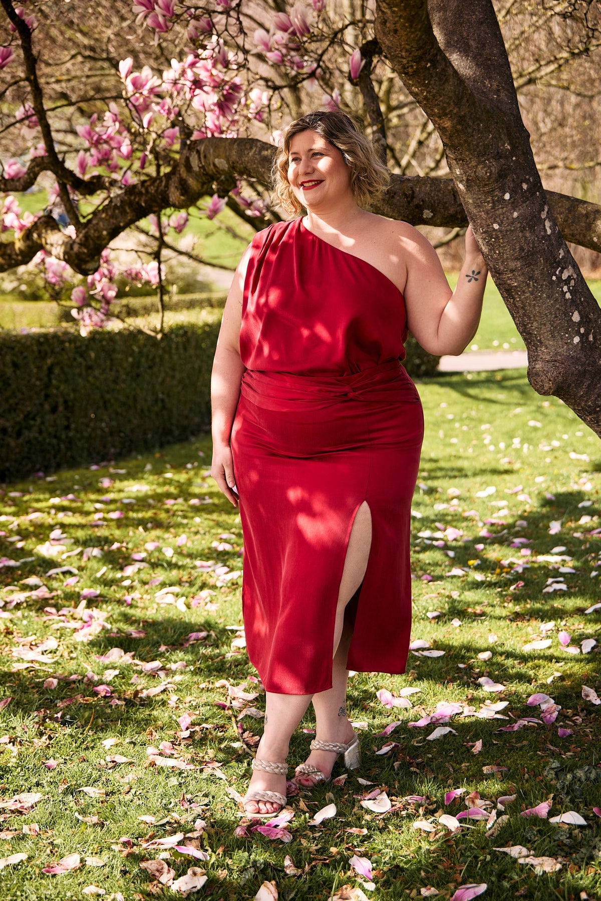 Jupe longue rouge Katya Cupro