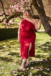 Jupe longue rouge Katya Cupro